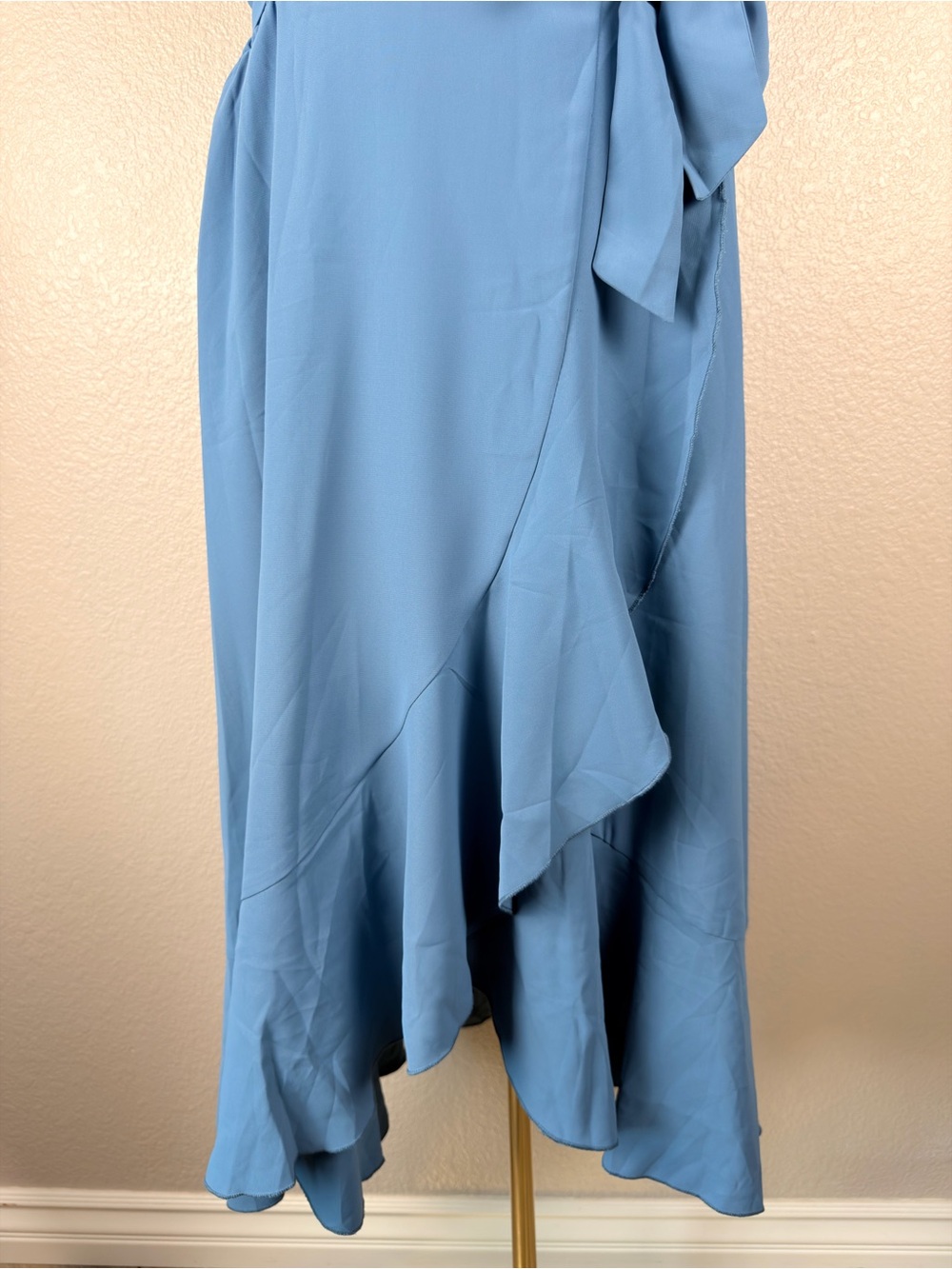 NWT Blue Ruffle Wrap Midi Dress with Tie Waist, XL - Picture 6 of 12